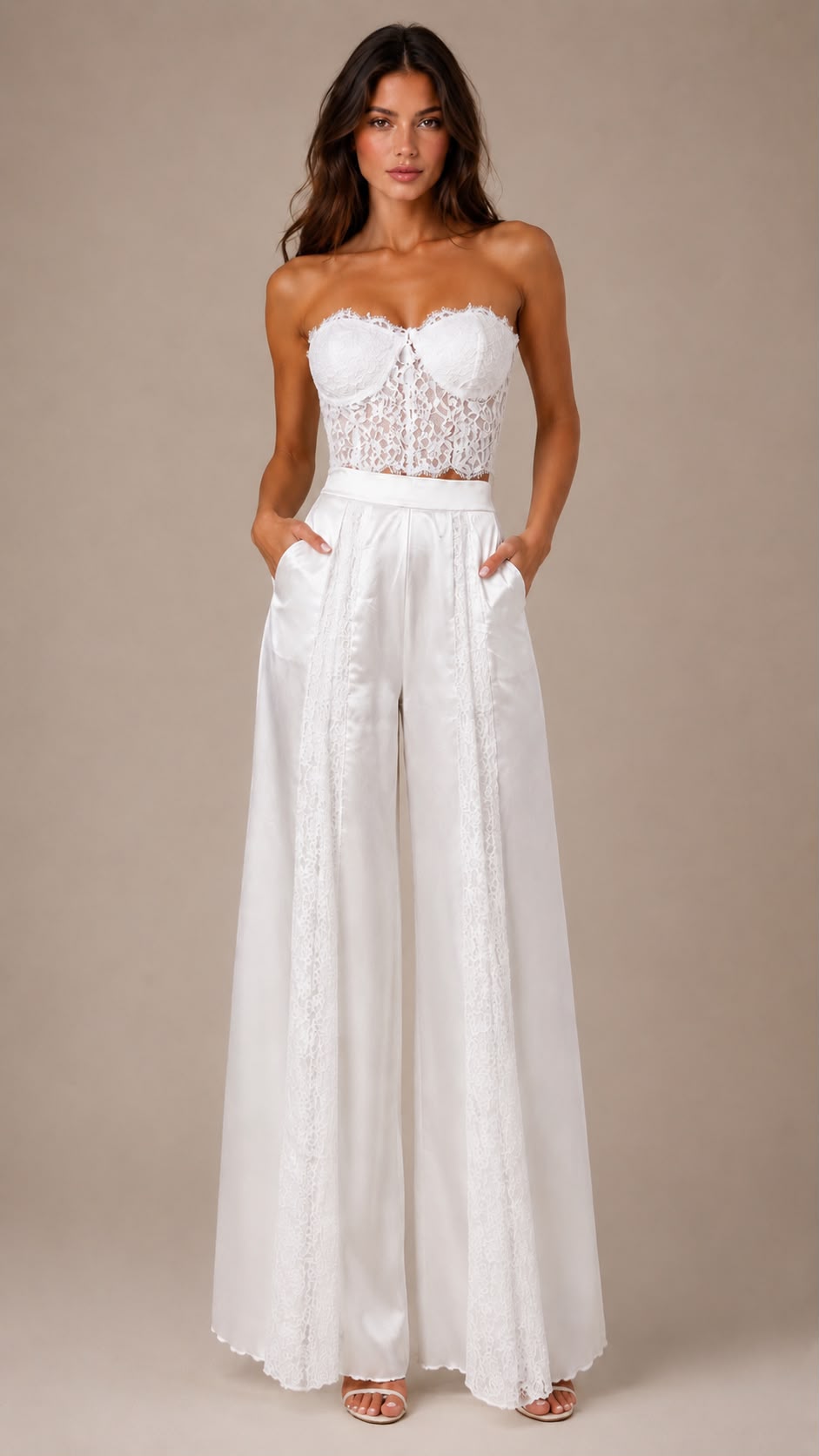 Lace Bandeau Top & Trousers Set