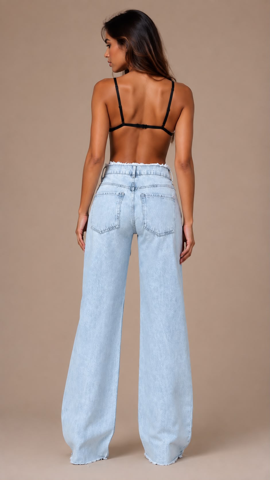 Raw Edge Wide-Leg Jeans