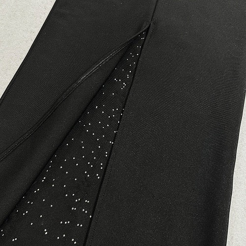 Crystal Beaded Halter Keyhole Gown