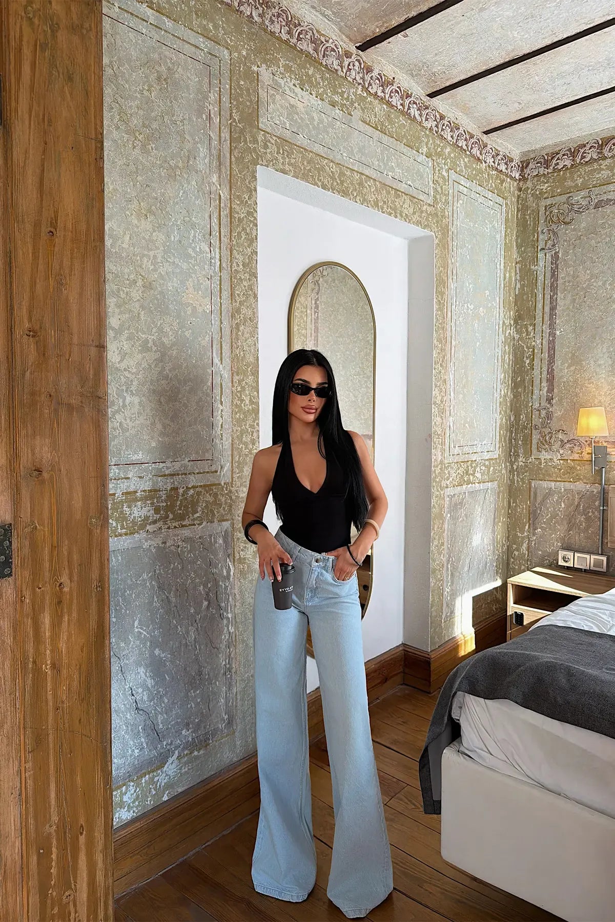 Ice Blue High-Waisted Jeans