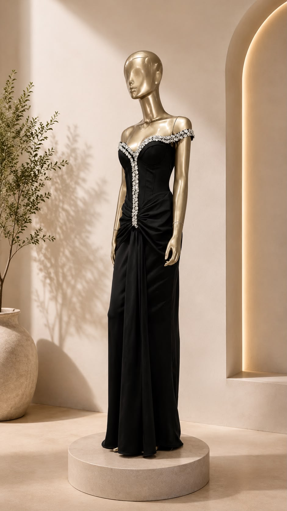 Rhinestone Embellished Bandage Gown
