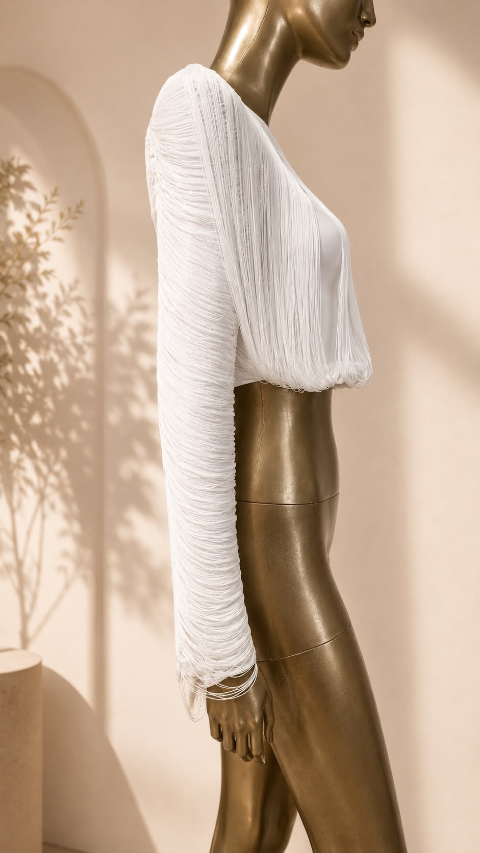 White Fringe Bandage Top