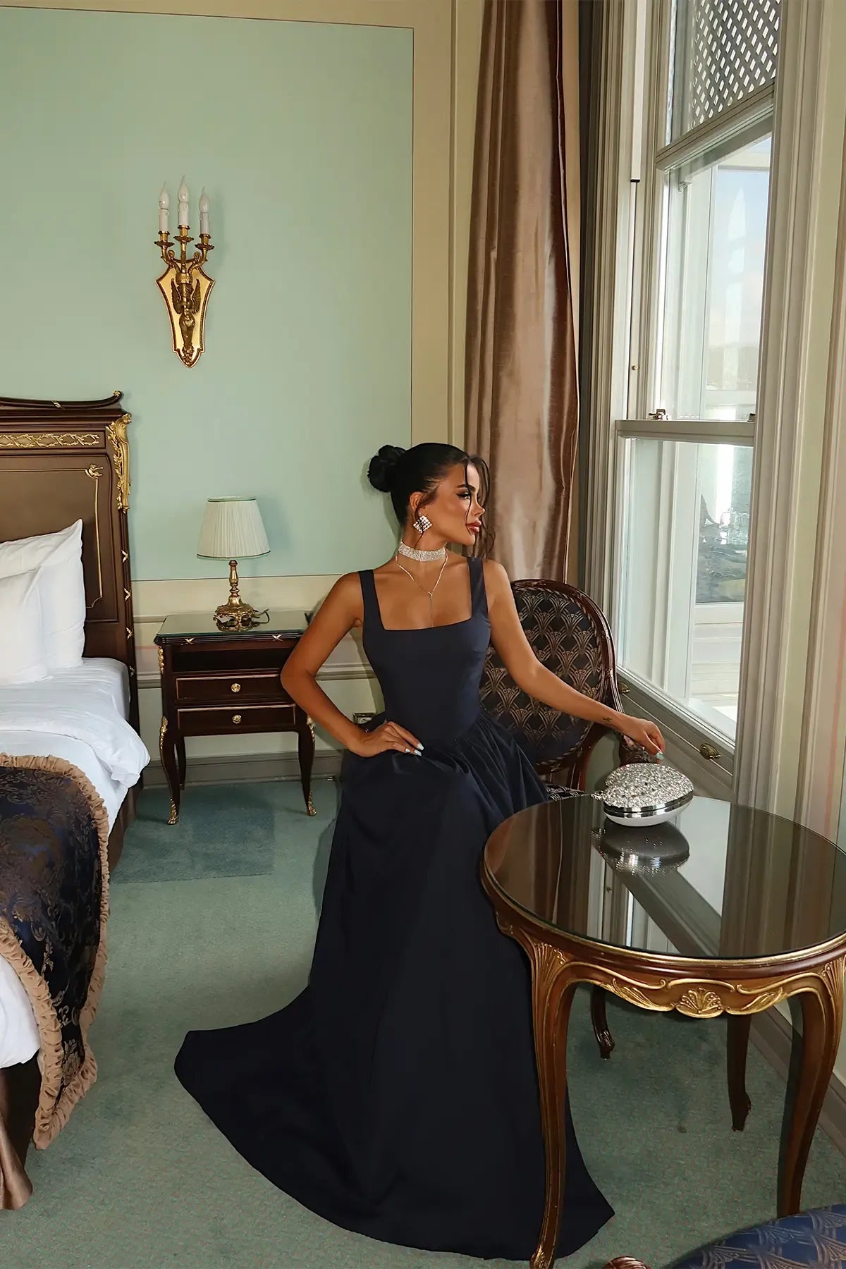 Navy Blue Strappy Long Dress
