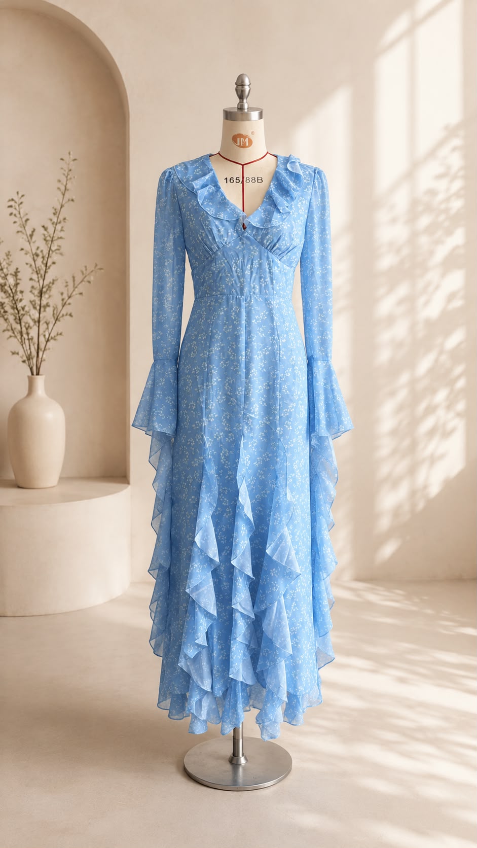 Floral Print Ruffle Maxi Dress