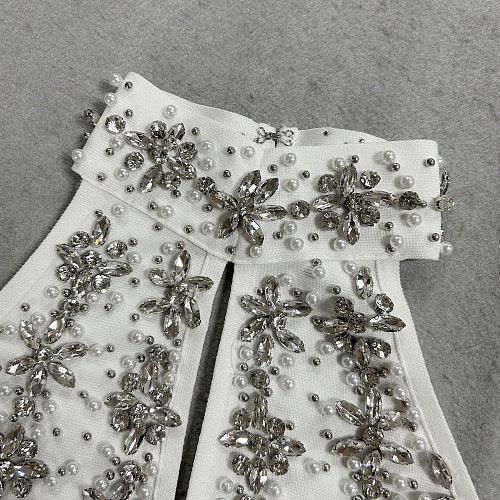 Crystal Beaded Halter Keyhole Gown
