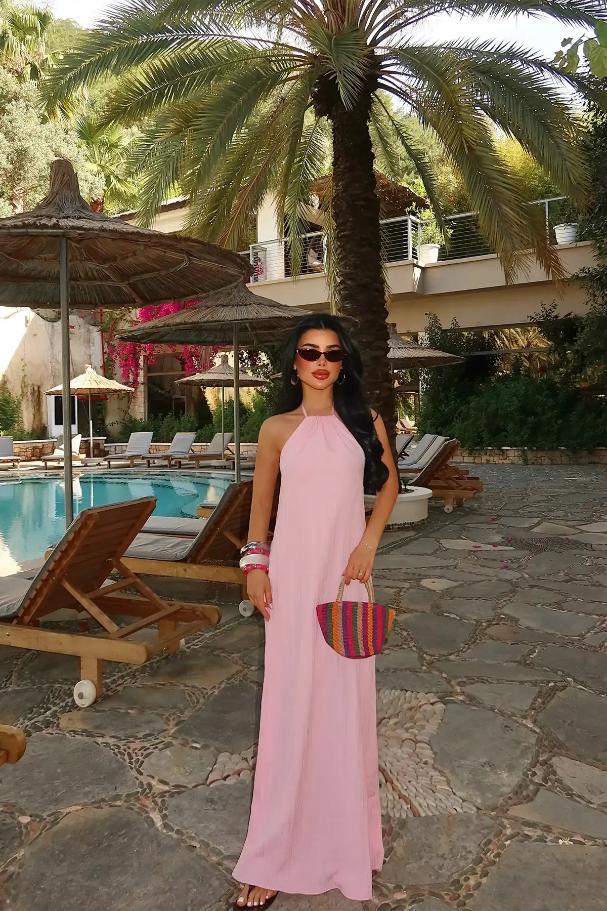 Pink Halter Neck Dress