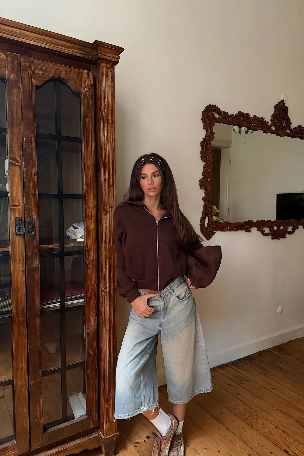 Brown Zipper Detail Cardigan