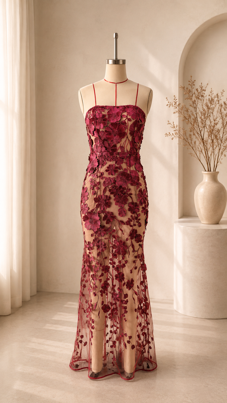 Roselle 3D Floral Maxi Dress