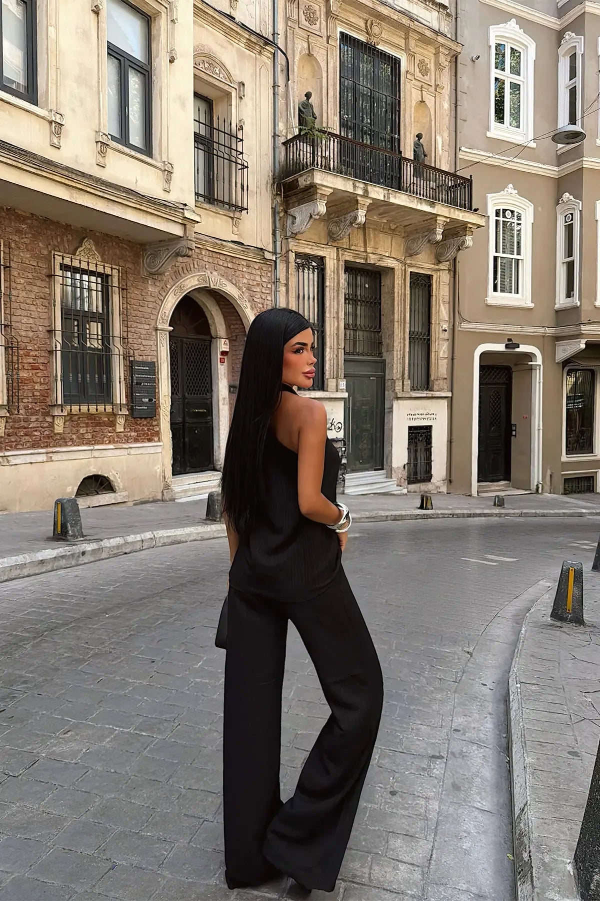 Two-Piece Set with Black Trousers