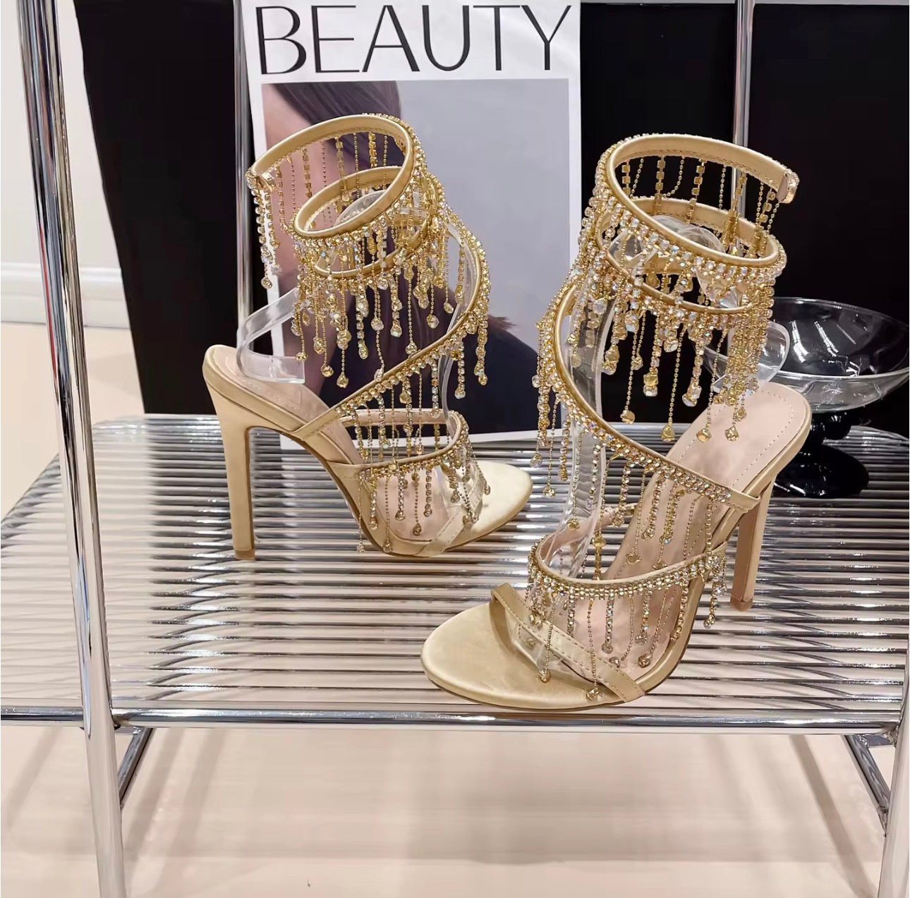 Crystal Tassel Heels