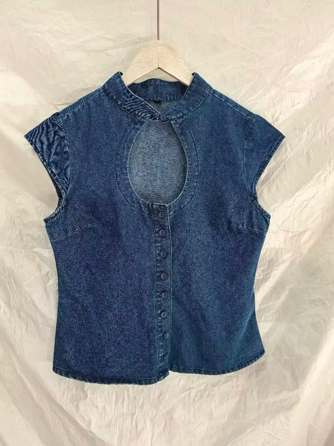Viola Keyhole Denim Top