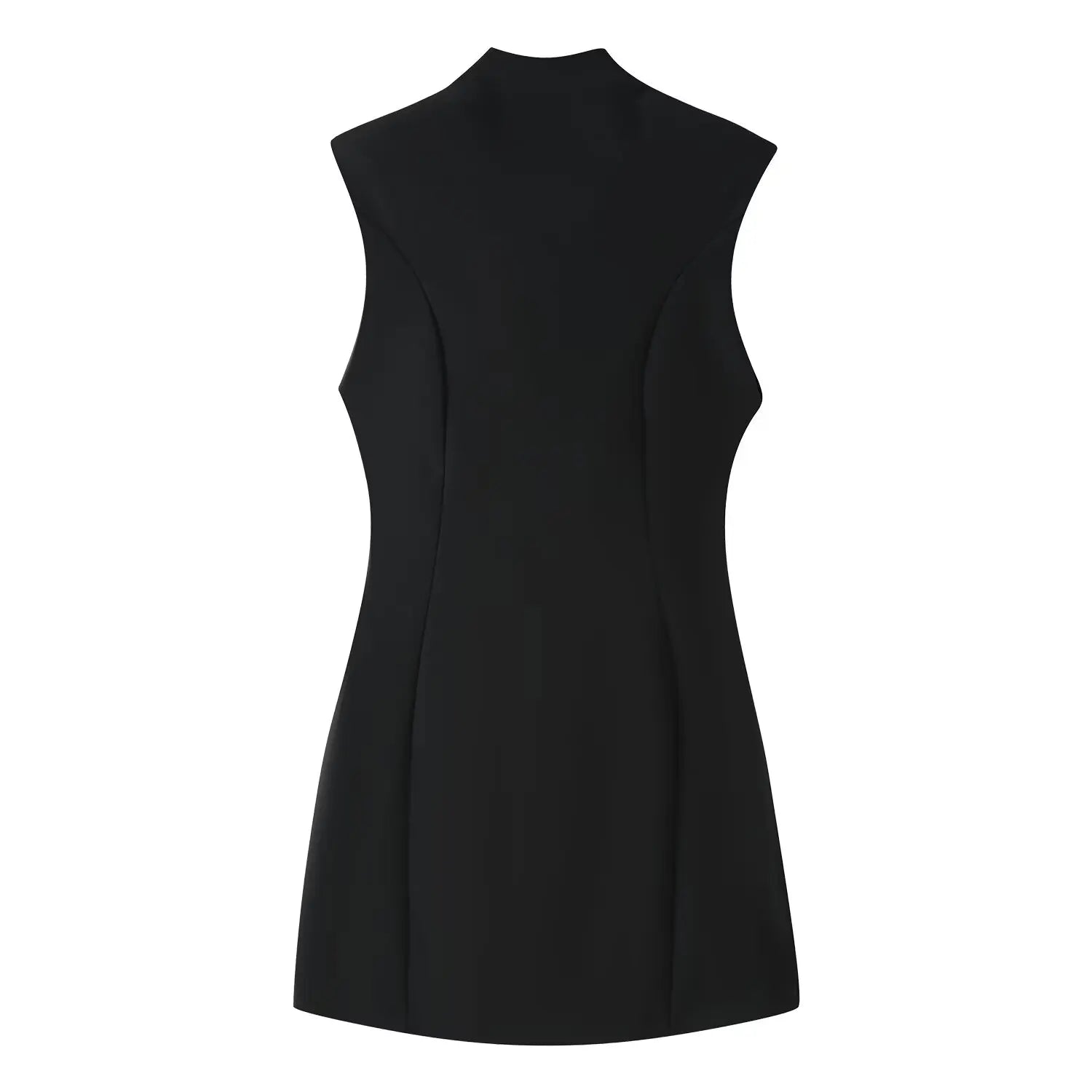 Padded Shoulder Pocket Flap Mini Dress