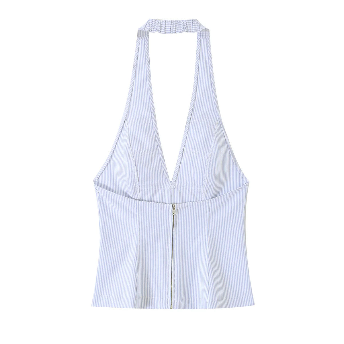 Pinstripe Halter Button Vest Top