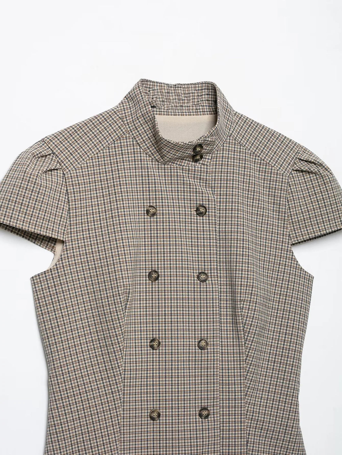 Odalie Check Cap-Sleeve Top