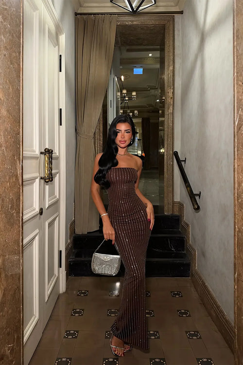 Dark Brown Strapless Dress