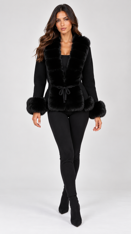 Knitted Fur Cardigan