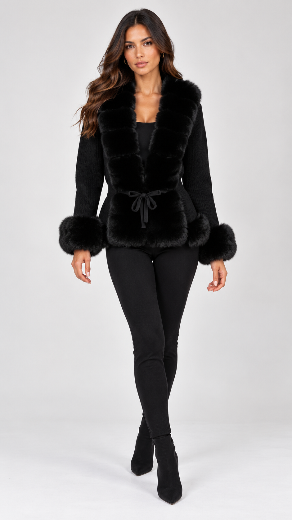 Knitted Fur Cardigan