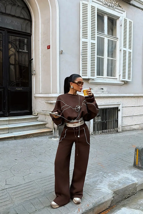 Dark Brown Tracksuit Set