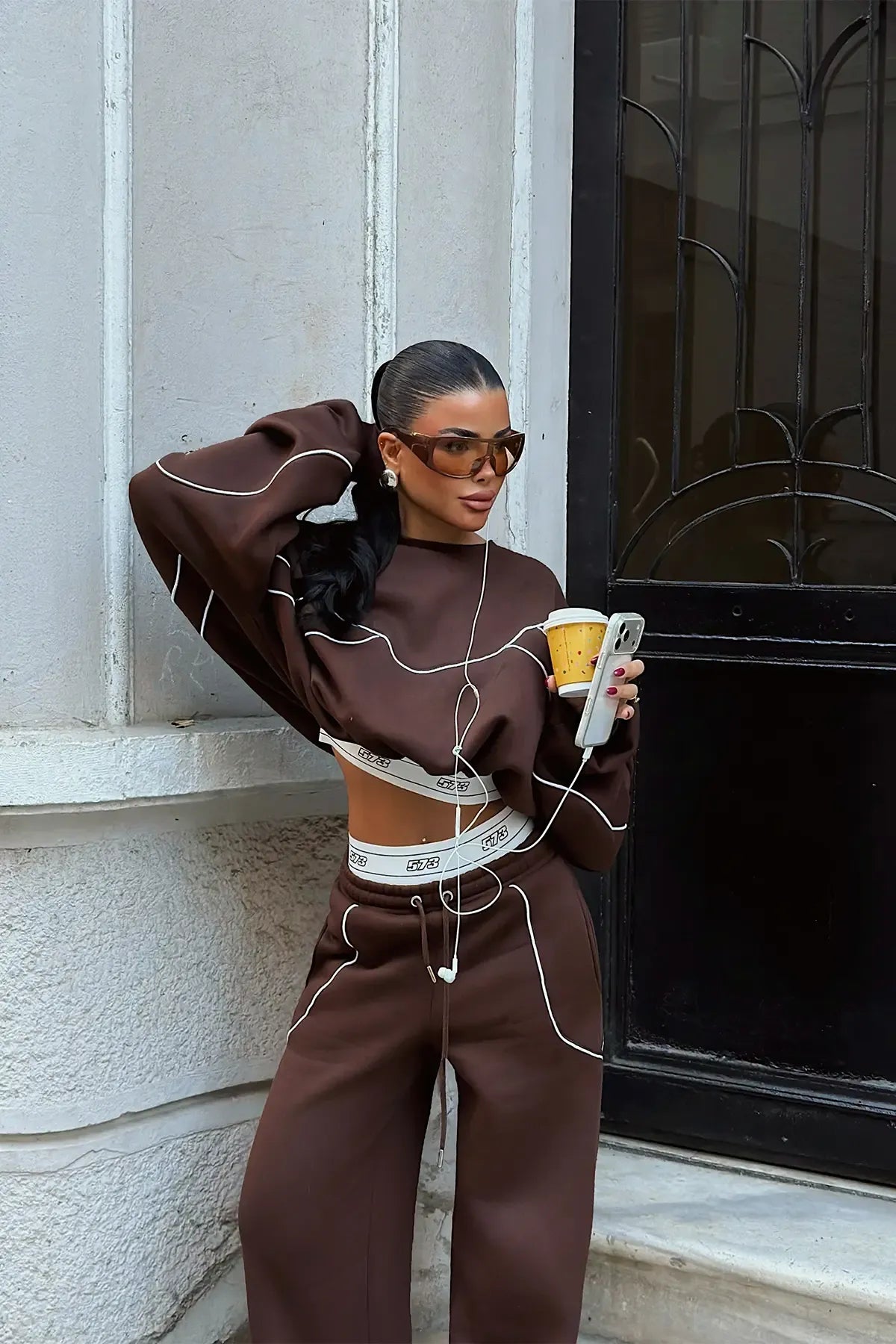 Dark Brown Tracksuit Set