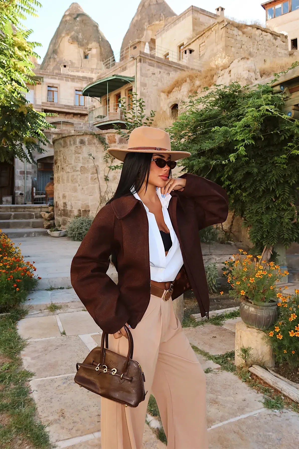 Dark Brown Jacket with Zipper Detail