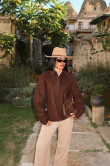 Dark Brown Jacket with Zipper Detail