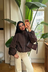 Brown Jacket with Zipper Detail
