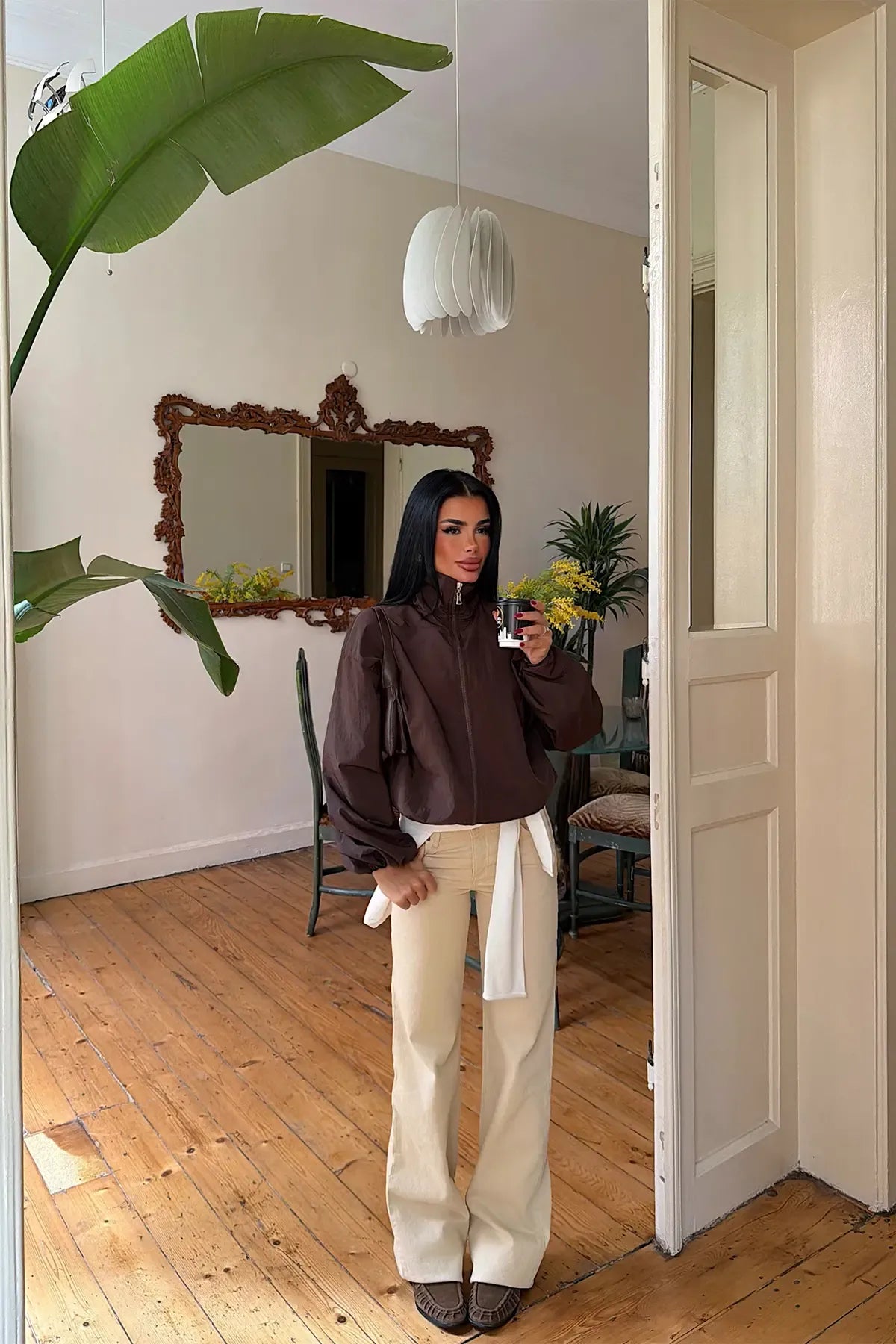 Brown Jacket with Zipper Detail
