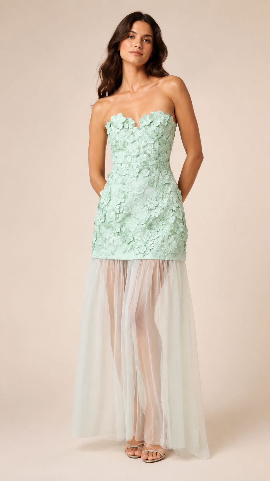Verbena Guipure Lace and Tulle Maxi Dress