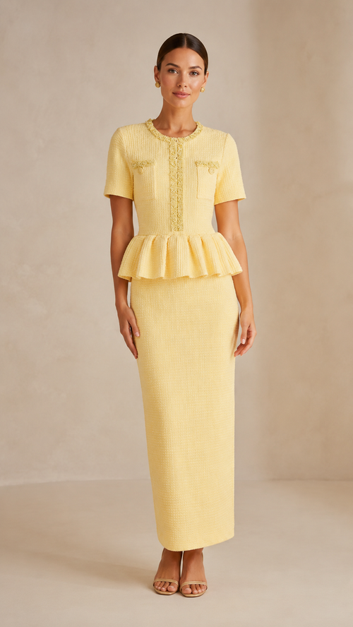 Vivienne Beaded Peplum Knit Maxi Dress