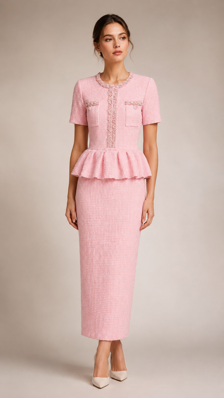 Vivienne Beaded Peplum Knit Maxi Dress