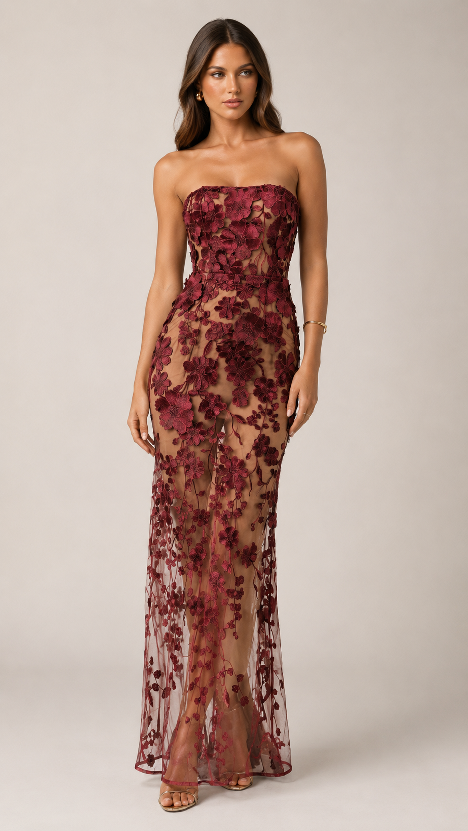Roselle 3D Floral Maxi Dress