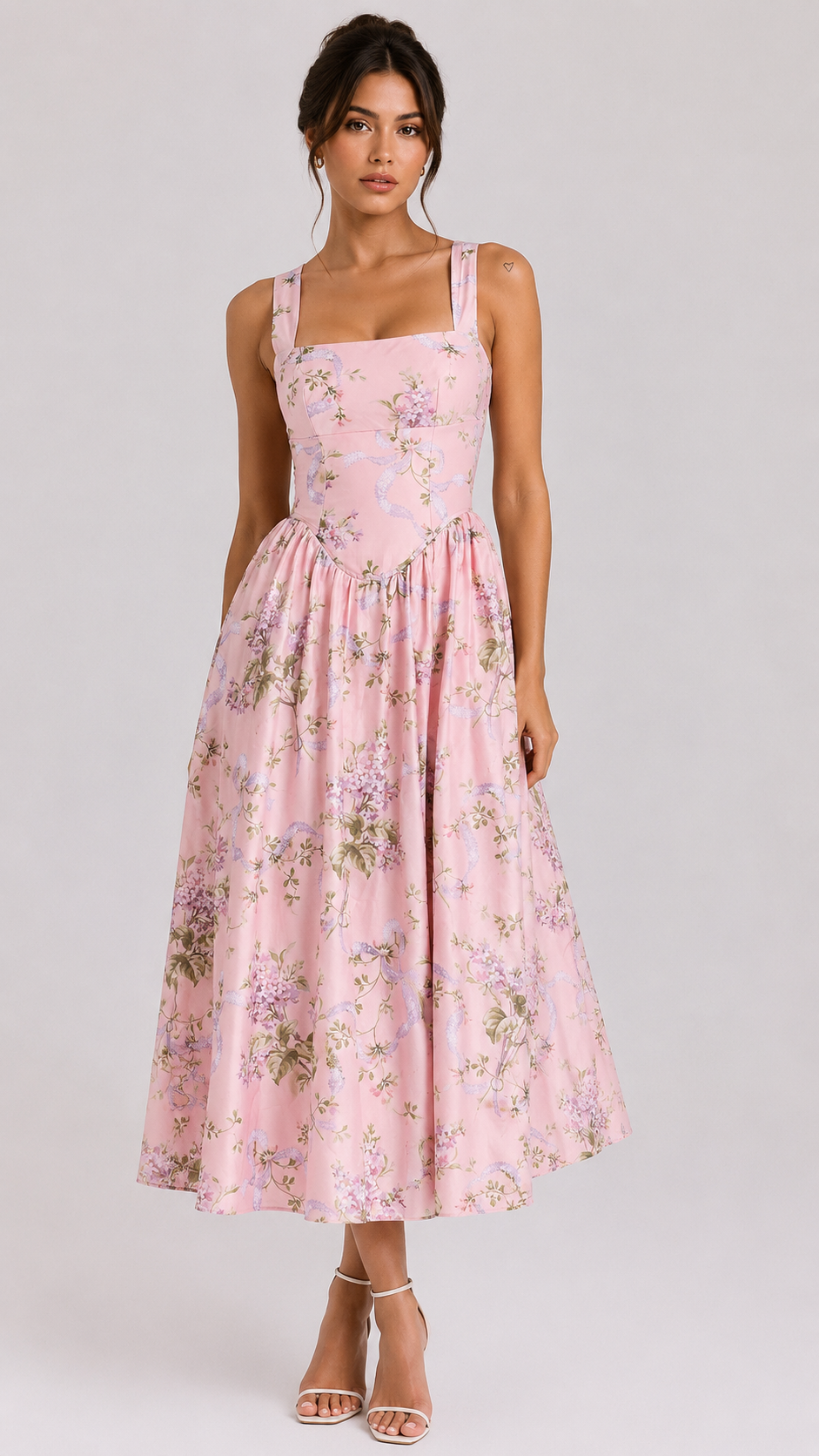 Floral Print Halter Tie-Waist Maxi Dress
