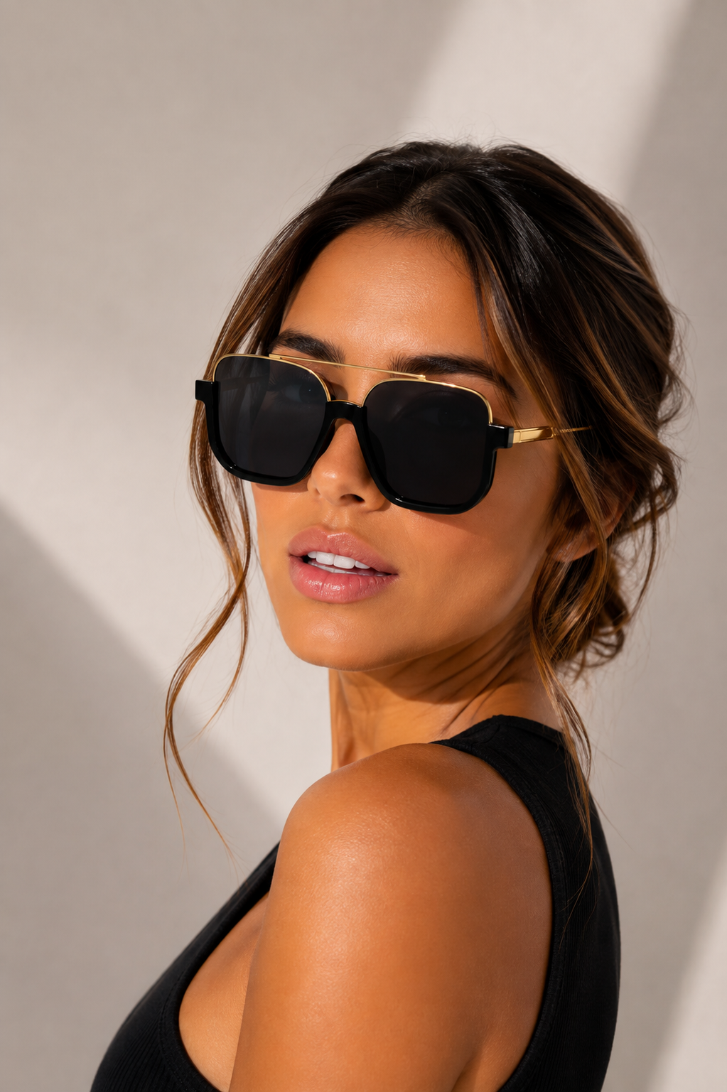 Double-Bridge Oversized Square Sunglasses