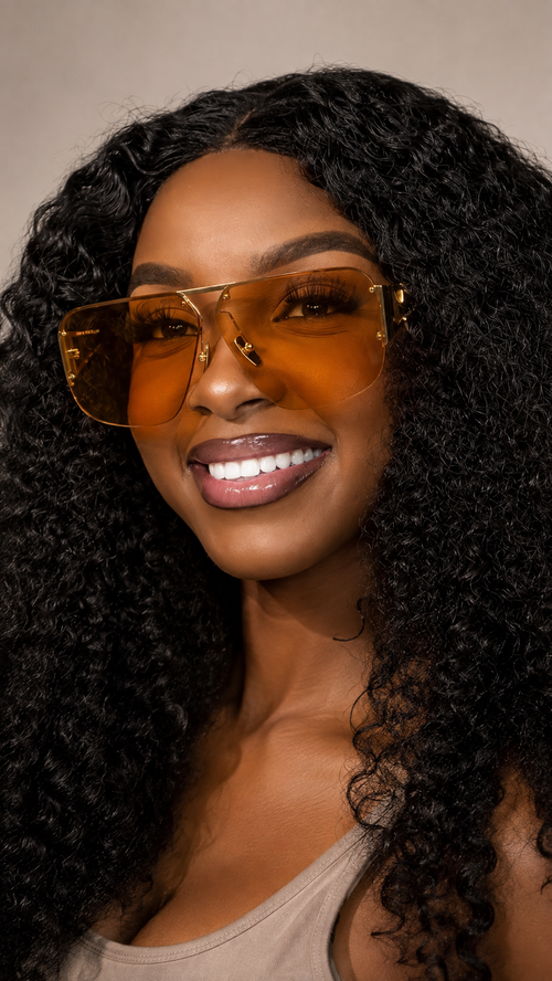 Metal Half-Frame Oversized Aviator Sunglasses