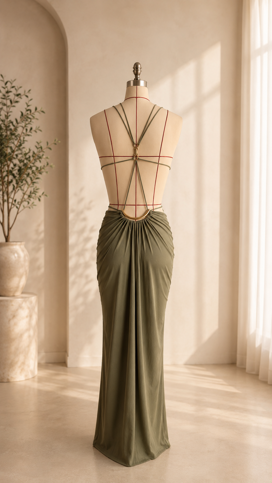Metal Ring Halter Cutout Maxi Dress