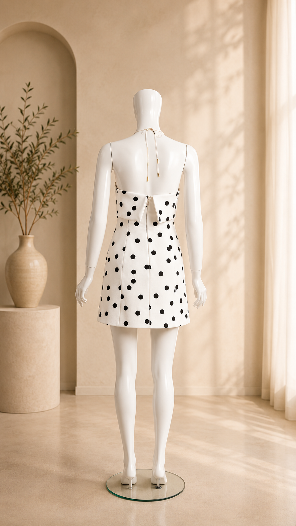 Polka Dot Halter Mini Dress