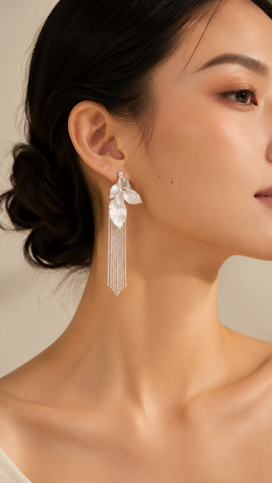 Leaf Tassel Drop Earrings