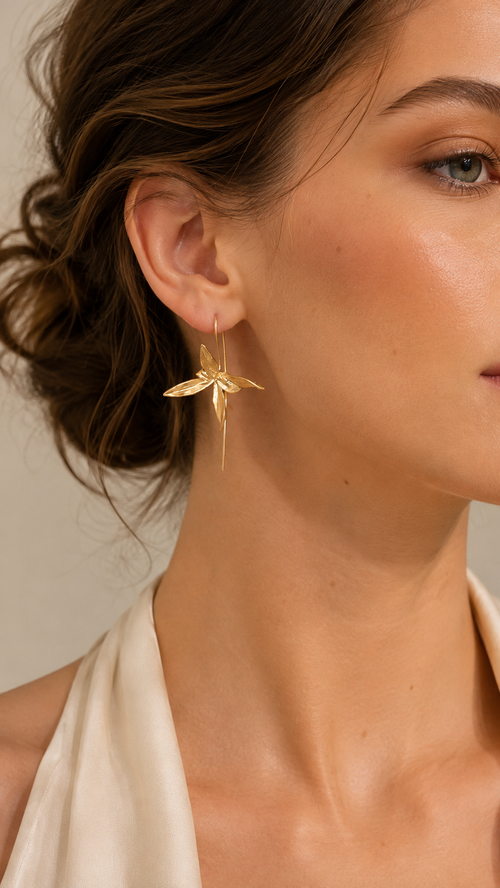 Iris Flower Threader Earrings