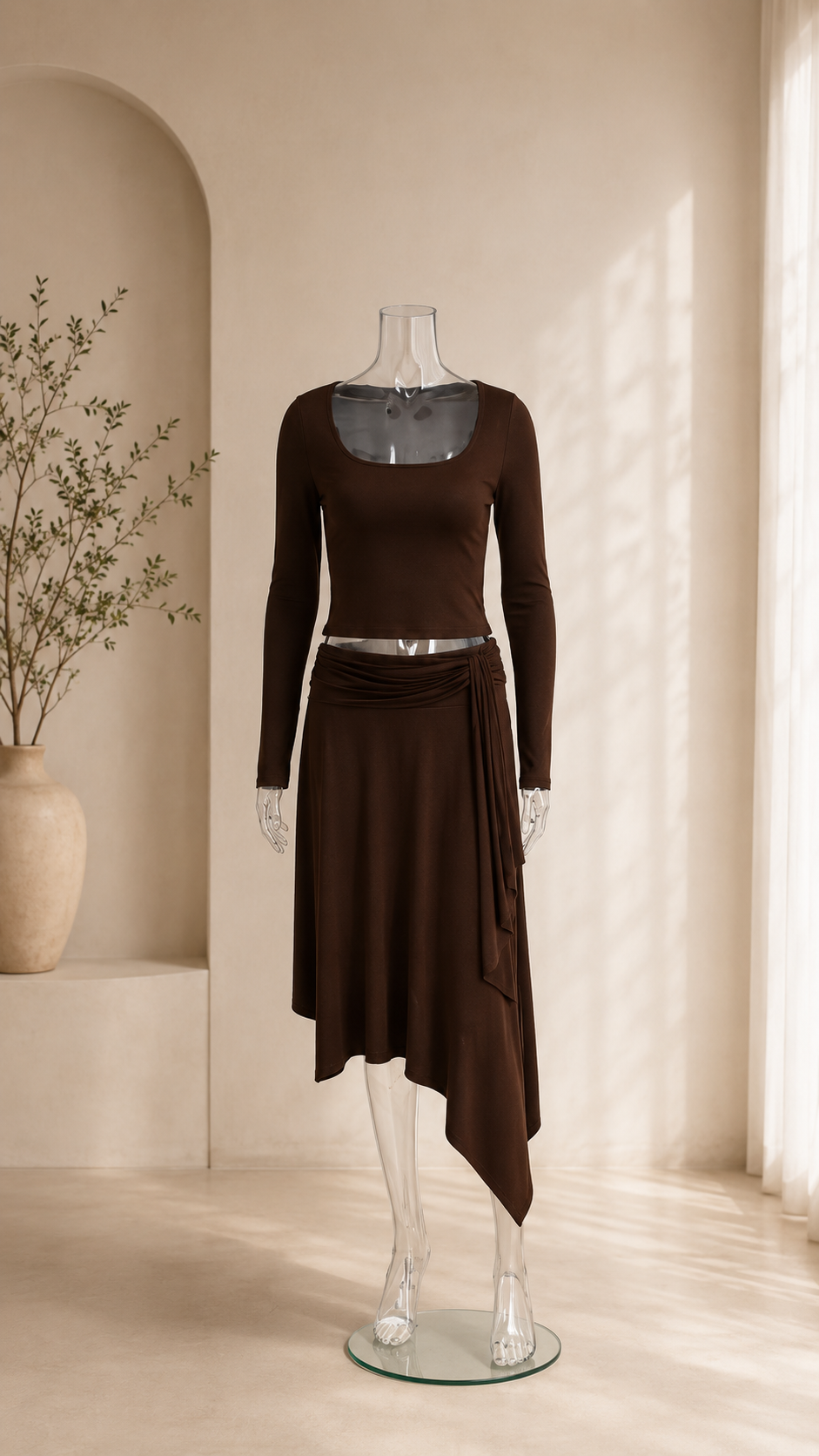 Square Neck Top and Skirt Set