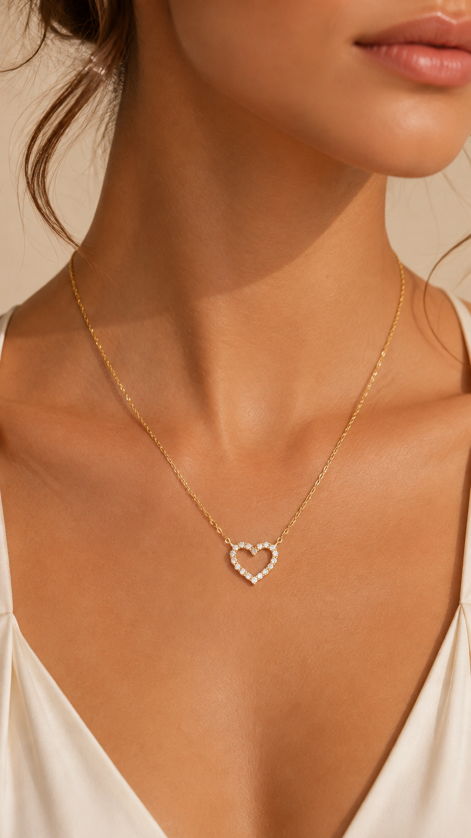 Crystal Heart Collarbone Chain