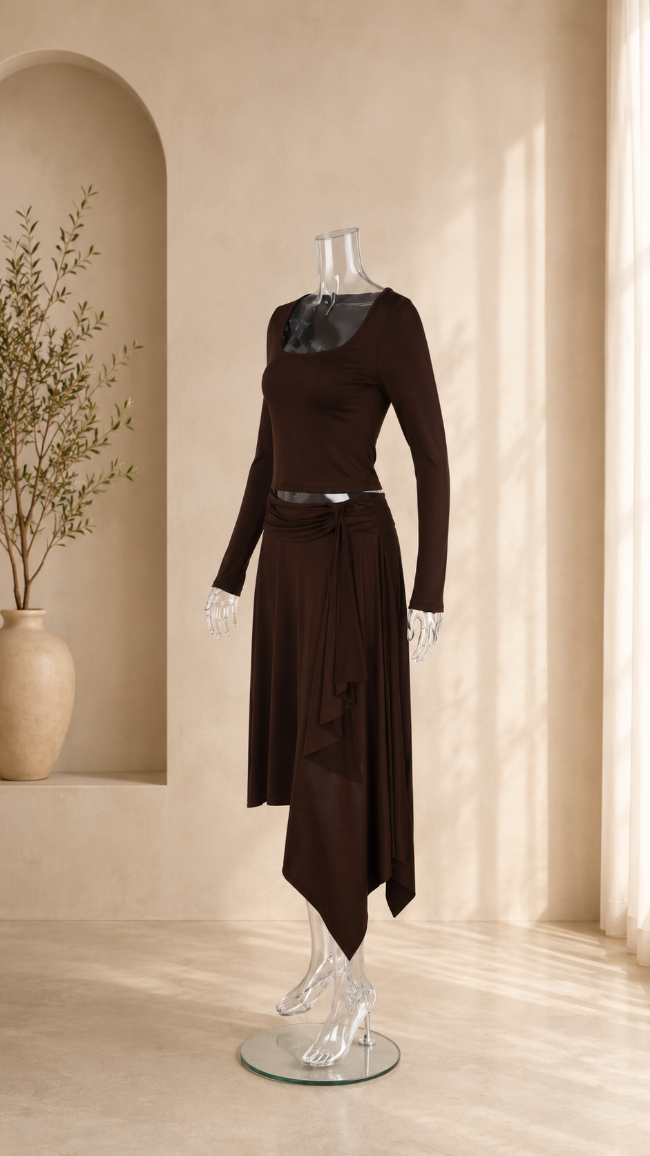 Square Neck Top and Skirt Set