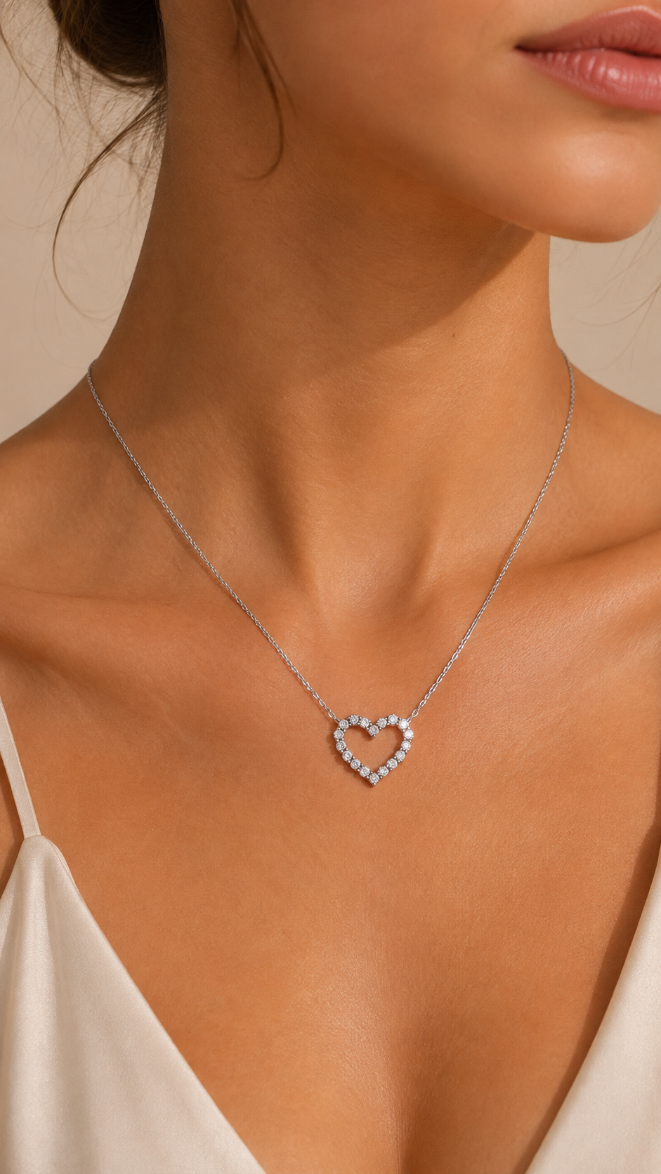 Crystal Heart Collarbone Chain