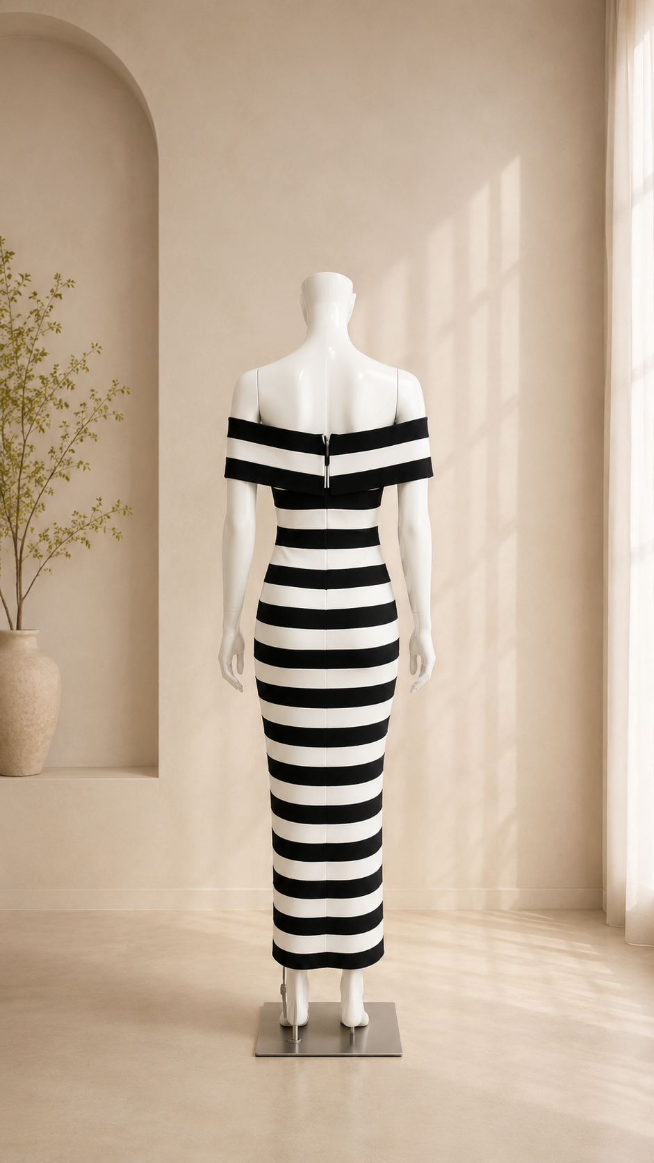 Rivette Striped Off-Shoulder Maxi Dress
