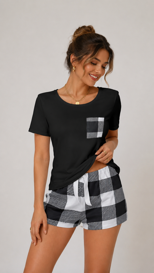 Plaid Short Pajama Set