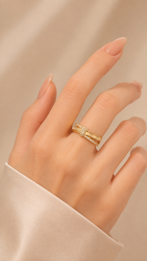 Double Wave Shell Open Ring