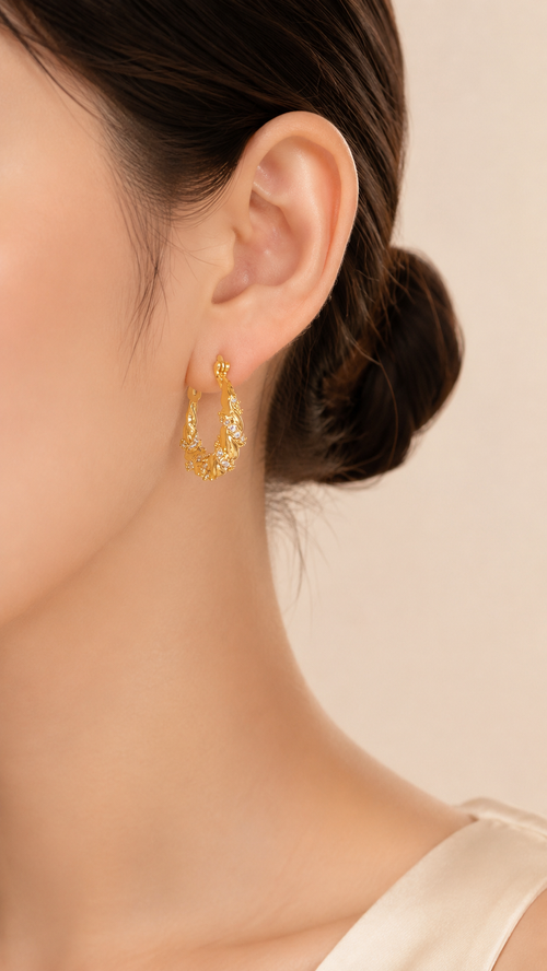 Twisted Zircon Hoop Earrings