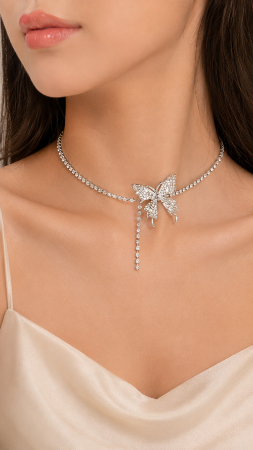 Nova Crystal Butterfly Choker Necklace