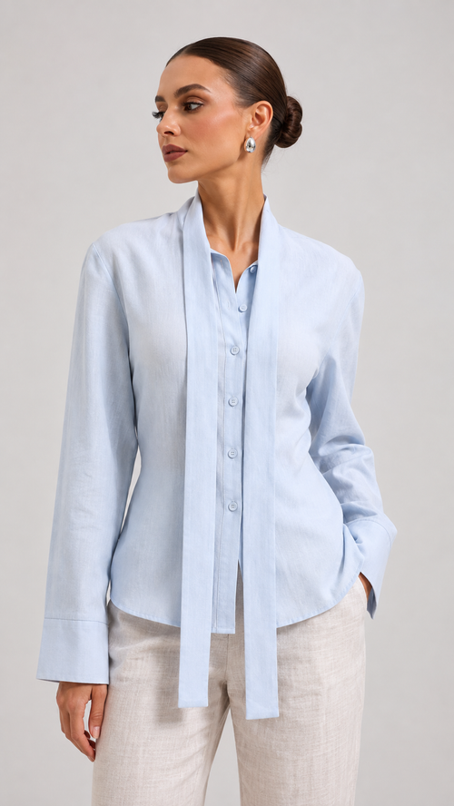 Amalie Lace-Back Tie-Waist Shirt