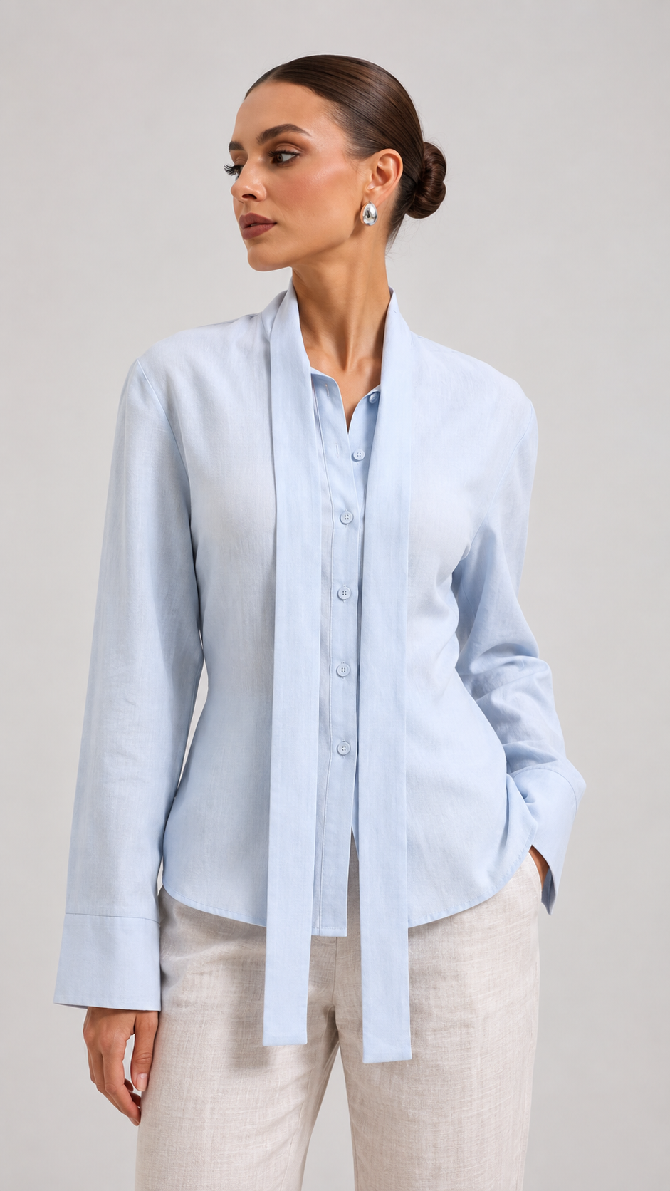Amalie Lace-Back Tie-Waist Shirt