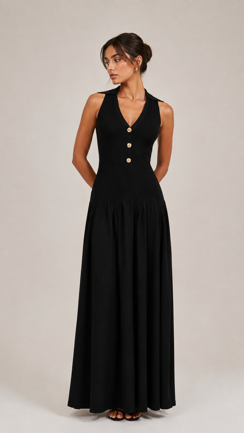 Noemi Ribbed Knit Column Maxi Dress